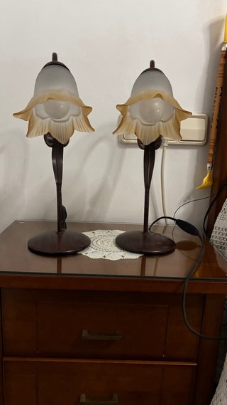 Lámpara colgante de metal y cristal Dos de mesita