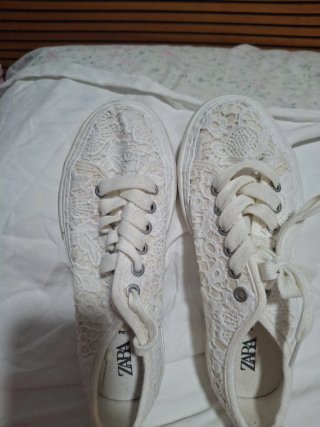 ZARA Bambas Encaje Blanco Talla 35