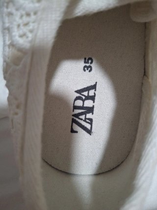 ZARA Bambas Encaje Blanco Talla 35