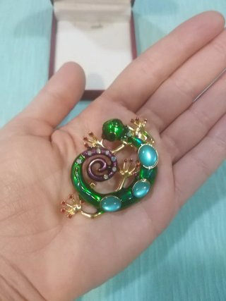 Broche vintage lagarto esmaltado nuevo sin uso