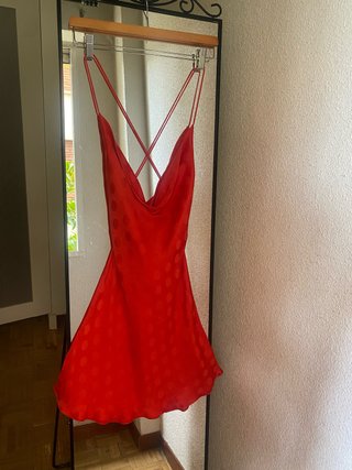 Mini Vestido satinado lunares rojo Zara-S