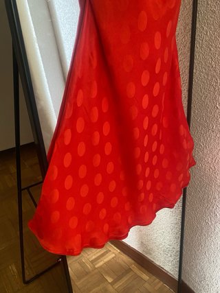 Mini Vestido satinado lunares rojo Zara-S