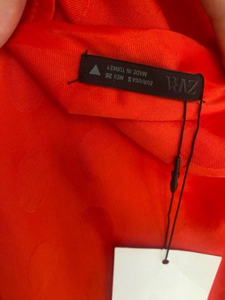 Mini Vestido satinado lunares rojo Zara-S