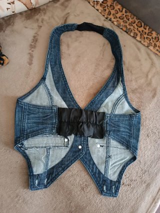 Gilet jeans donna con strass