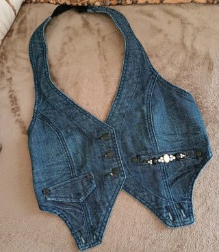 Gilet jeans donna con strass