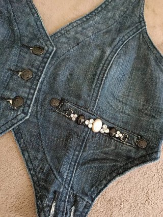 Gilet jeans donna con strass