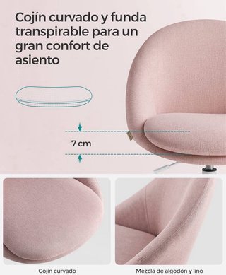 Silla SONGMICS Rosa y Blanca