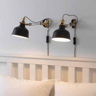 Foco de pared RANARP negro/dorado