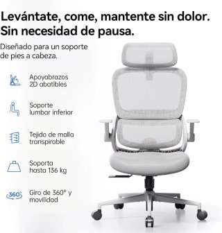 SIHOO Silla Oficina Ergonómica B100-SE Gris