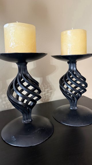 Juego de 2 candelabros negros hierro forjado