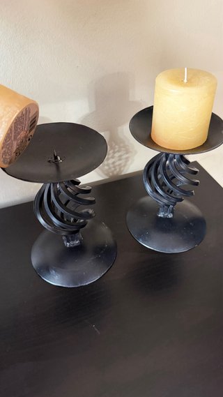 Juego de 2 candelabros negros hierro forjado