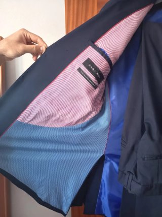 Traje Zara Hombre Azul Talla M impecable.