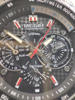 Reloj Megir Cronógrafo Hombre Negro/Plata