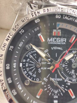 Reloj Megir Cronógrafo Hombre Negro/Plata