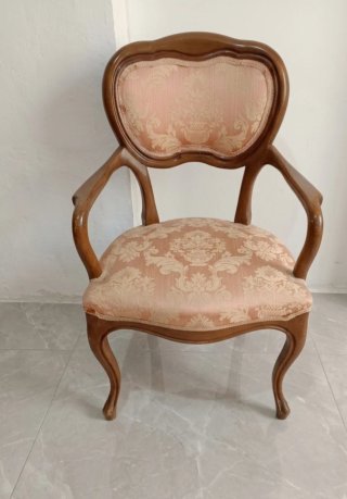 Silla antigua de madera y tela,estilo Luis XV