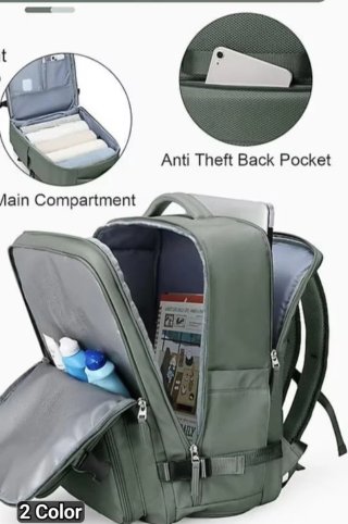 Mochila de viaje negra  Medidas 45x32x18