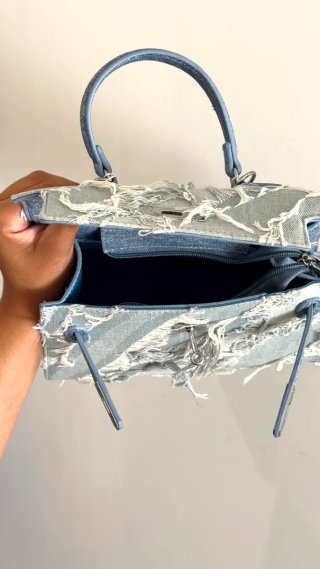 Mala Mulher Ganga Denim Tiracolo e Mão