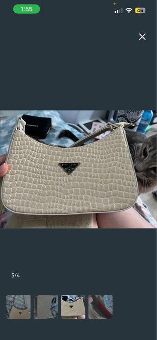 Bolso de hombro beige efecto piel