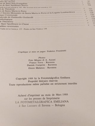 Ravenne, capitale de la mosaïque. Ed. Salvarole, 1988.