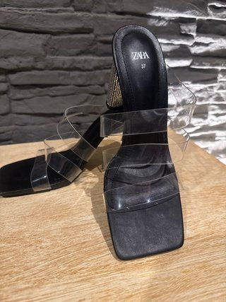 Zapatos Zara Tacón Brillante Talla 37