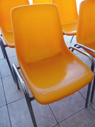 Lote 6 Sillas Terraza Vintage Apilables Naranja