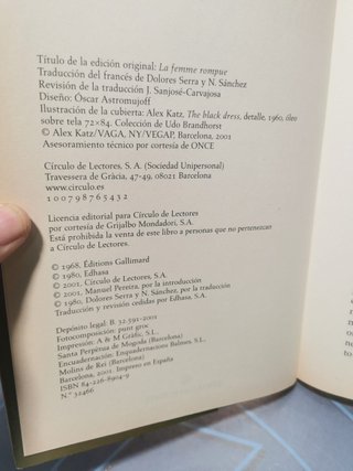 libro La mujer rota - Simone de Beauvoir, circulo de lectores