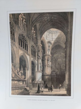 Cinco reproducciones de litografías de la Catedral de Burgos.