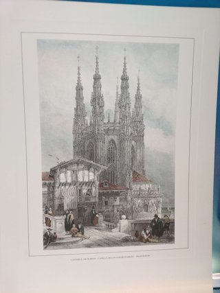 Cinco reproducciones de litografías de la Catedral de Burgos.