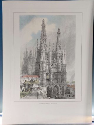 Cinco reproducciones de litografías de la Catedral de Burgos.