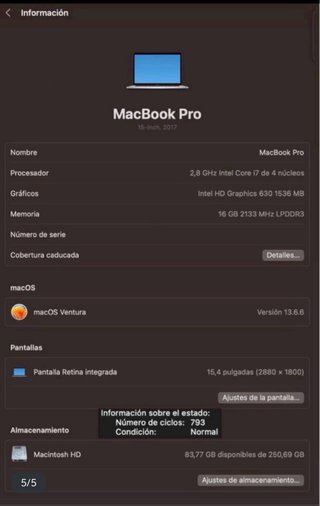 Macbook Pro 15” 2017 LEER DESCRIPCION