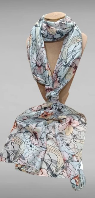 Pañuelo de seda estampado floral