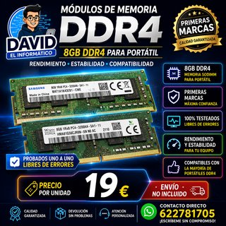 8GB DDR4 SODIMM para Portátil