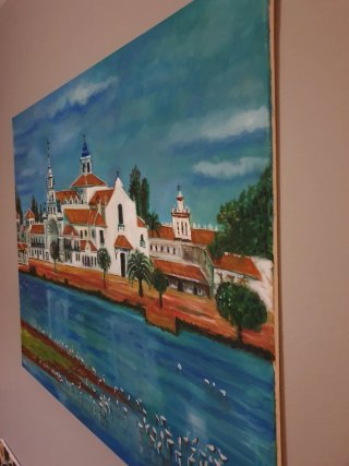 Óleo Ermita del Rocío sobre lienzo
