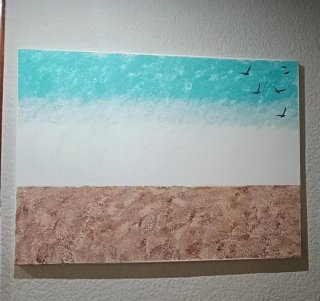 Cuadro Acrílico Hecho a Mano: Cielo y Playa