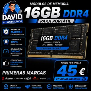 MODULOS MEMORIA PORTATIL 16GB DDR4 PRIMERAS MARCAS