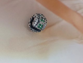 Abalorio Charm Clip Plata S925 Tréboles Verde