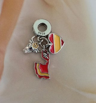 Abalorio Charm S925 España Toro Flamenca Corazón