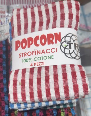 Set 4 Strofinacci Popcorn Cotone