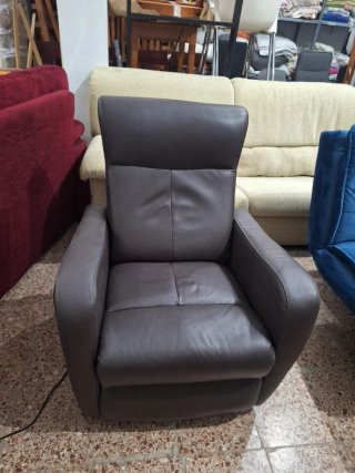 Sillón Reclinable Eléctrico Cuero Marrón
