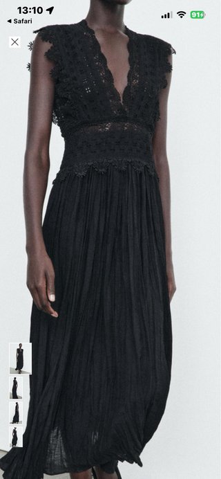 Vestido Zara encaje pico negro