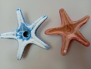 2 Stelle Marine Ceramica Blu Rosse