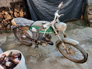 Moto Clásica Moped Gris/Verde