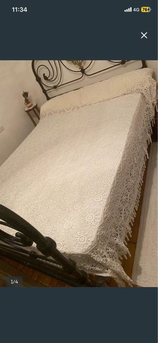 Colcha ganchillo matrimonio blanca