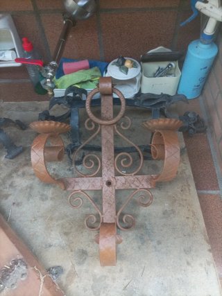Lote antigüedades forja y madera
