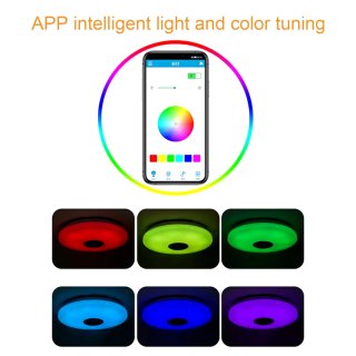 Luz LED techo con altavoz, mando y app