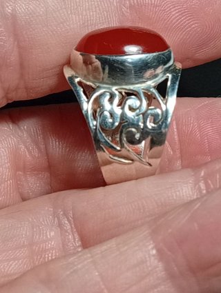 Anillo Plata Ley con Piedra cornalina