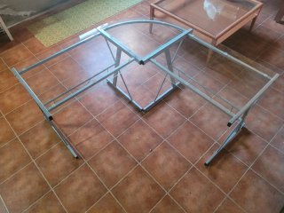 Mesa escritorio metal y cristal