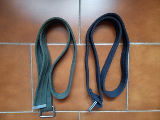 Cinturón tela gris y verde
