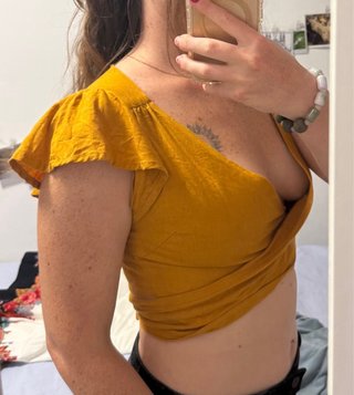 Top corto naranja cruzado talla S