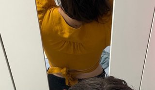 Top corto naranja cruzado talla S